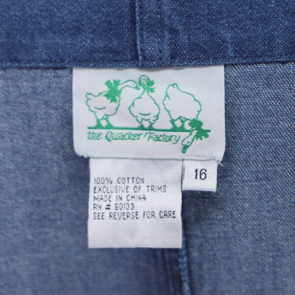 VINTAGE QUACKER FACTORY Dragonfly Embroidered Denim Maxi Overall Dress Size 16 - Picture 6 of 6